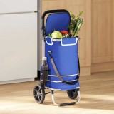 Cumpara ieftin Cărucior de cumpărături , cu roți și m&acirc;nere reglabile, albastru, 40 L
