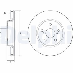 Set discuri frana fata DELPHI, Toyota C-Hr ( X1 ), 10.2016-, Corolla Combi ( E21 ), 02.2019-, Corolla Liftback ( E21 ), 10.2018-, Fata; puntea fata