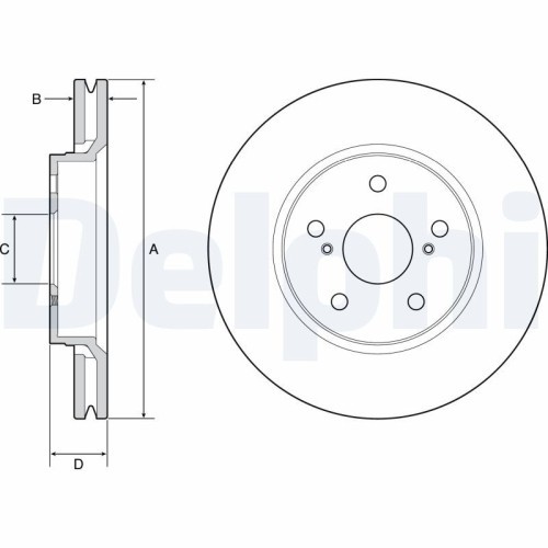 Set discuri frana fata DELPHI, Toyota C-Hr ( X1 ), 10.2016-, Corolla Combi ( E21 ), 02.2019-, Corolla Liftback ( E21 ), 10.2018-, Fata; puntea fata