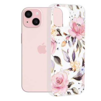 Husa pentru iPhone 15 - Techsuit Marble Series - Chloe White foto