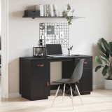 VidaXL Birou cu dulapuri, negru, 135x50x75 cm, lemn masiv de pin