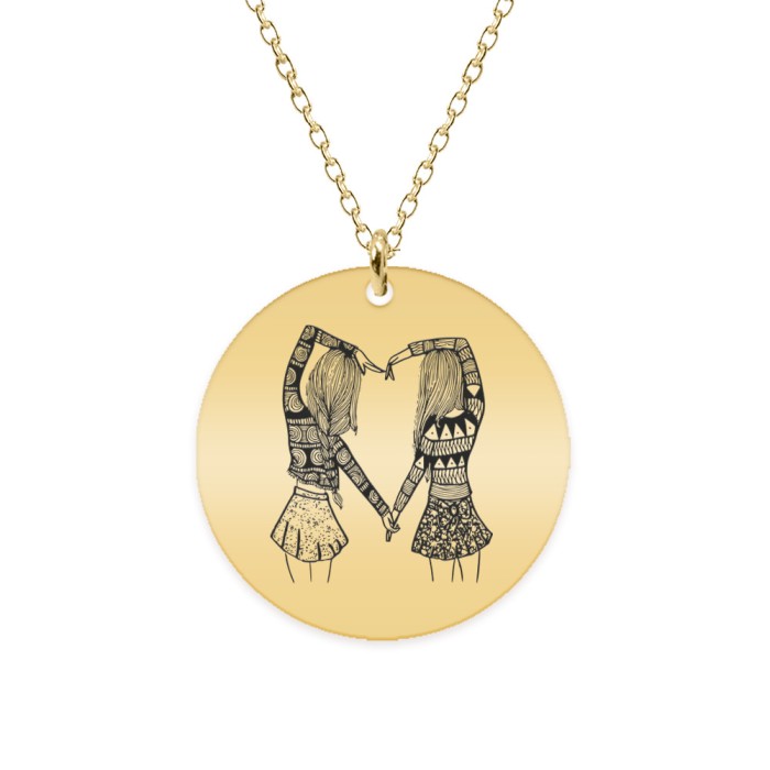 Anabella - Colier personalizat banut pentru prietene surori din argint 925 placat cu aur galben 24K