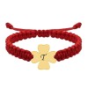Bratara personalizata snur impletit trifoi si nume gravat din argint 925 placat cu aur galben 24K