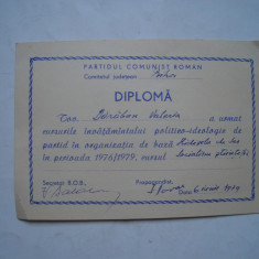 Diploma PCR Cursuri politico-ideologice, 1979