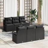 Set canapea gradina Gossi cu perne negru ratan, canapea gradina Gossi cu spatiu de depozitare si perne negru ratan