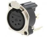 Soclu XLR Mamă 5 Pin Drept cu Buton Argintiu 3A, Neutrik