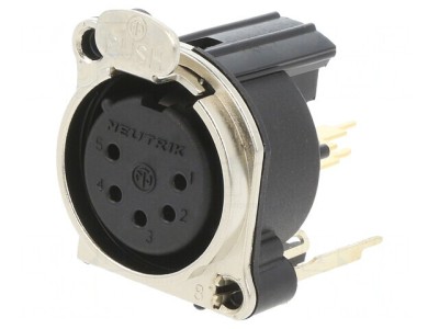 Soclu XLR Mamă 5 Pin Drept cu Buton Argintiu 3A foto