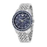 Emporio Armani AR6072, Sportivo Ceas Bărbătesc 46mm Cronograf Baterie cu Argintiu Brățară Metalică