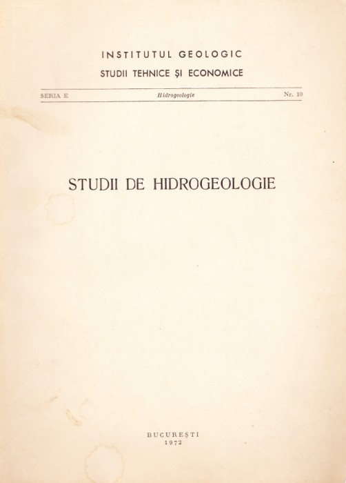 AS - STUDII DE HIDROGEOLOGIE, 1972