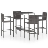 Cumpara ieftin Set mobilier bar de gradina, 5 piese, gri, poliratan