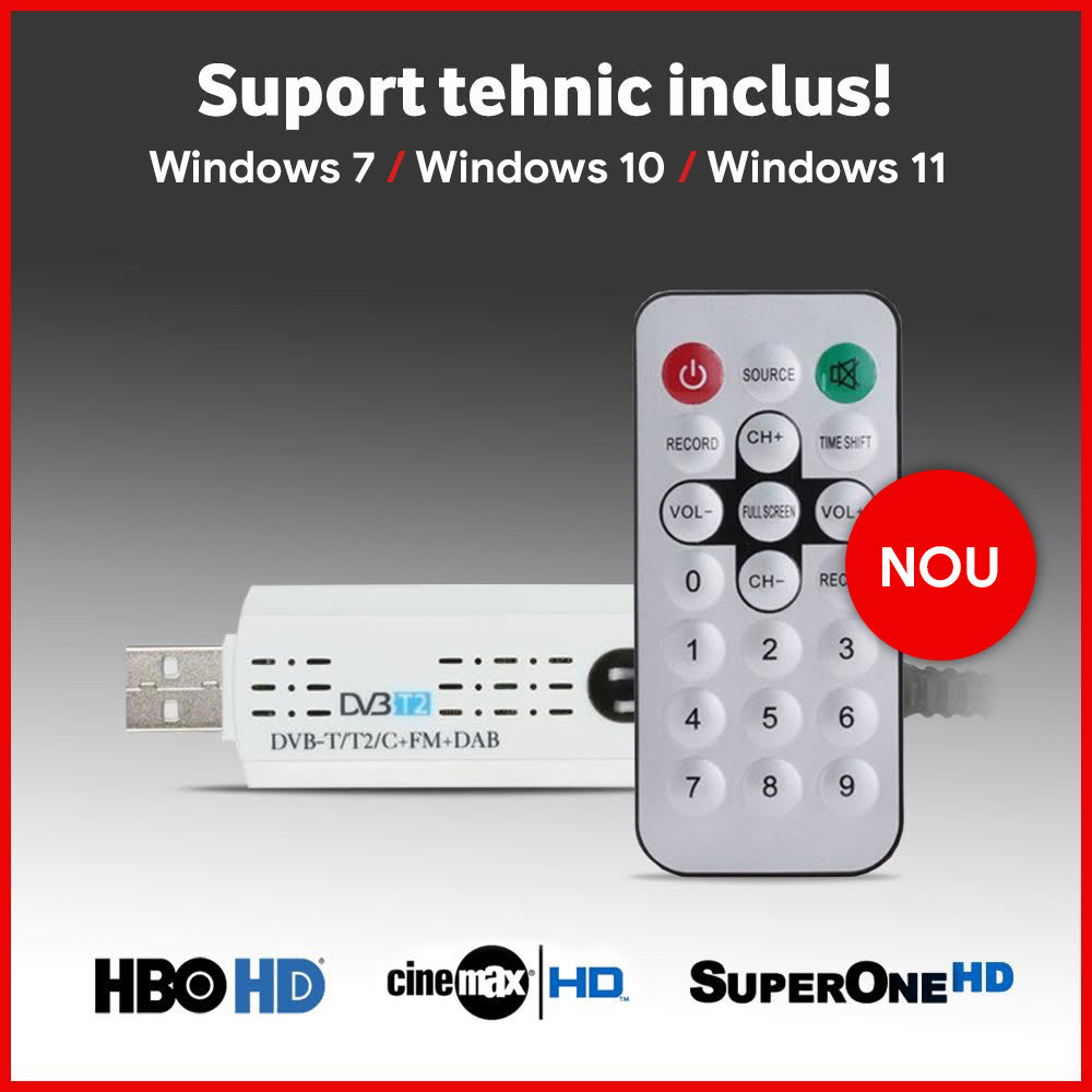 Tuner TV Digital USB - v2022.2 - HBO HD - DVB-C DVBC T2 - suport tehnic,  Extern (necesita PC) | Okazii.ro