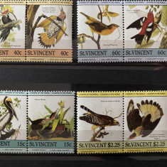 PC452 - ST. VINCENT 1985 Fauna/ Pasari Audubon , serie MNH, 8v