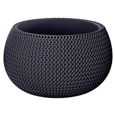 Ghiveci decorativ de flori, Prosperplast, Splofy, rotund, antracit, 23.9x16.1 cm foto