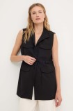 Answear Lab vesta culoarea negru, un singur rand de nasturi