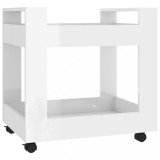 Carucior de birou, alb extralucios, 60x45x60 cm, lemn prelucrat