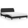 VidaXL Pat cu saltea, Dover, negru, 140x190 cm, catifea 3208393
