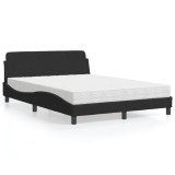 VidaXL Pat cu saltea, Dover, negru, 140x190 cm, catifea 3208393