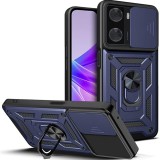 Husa pentru oppo a57 4g / a57s / oneplus nord n20 se, slide si snap, magnetic ring, blue