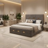 Pat Tapitat Rhea Gri Catifea Premium Trimite mesaj