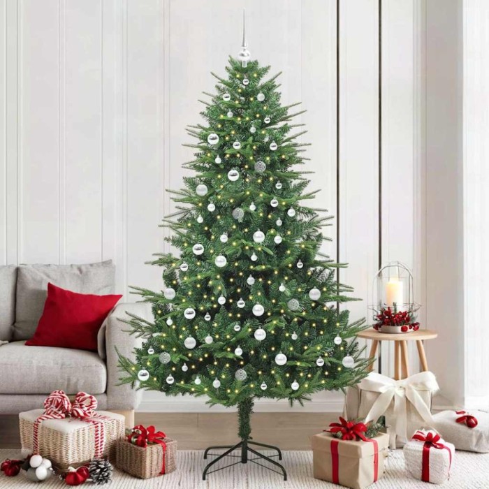 vidaXL Brad de Crăciun artificial pre-luminat cu set de bile Verde 3395362