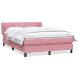 Cumpara ieftin Pat box spring cu saltea, roz, 140x210 cm, catifea