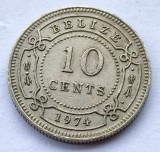 284. Moneda Belize 10 cents 1974 (Tiraj 100.000 buc), America Centrala si de Sud
