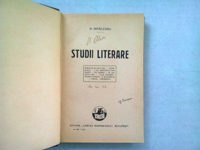 STUDII LITERARE - G. IBRAILEANU foto