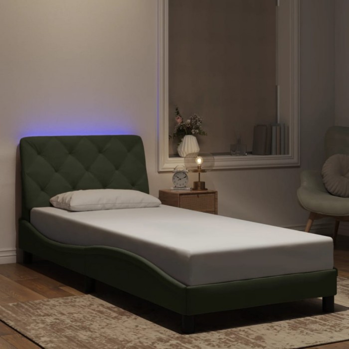 vidaXL Cadru de pat cu lumini LED, gri deschis, 90x200 cm, catifea 3213831