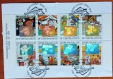 FINLANDA--1994-ANUL NOU-DESENE ANIMATE CU HOLOGRAM-Colita BLOC de 8V -stampilata.-Vezi-Scan