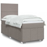 Gossi pat box spring cu saltea, gri taupe, 80x200 cm, textil