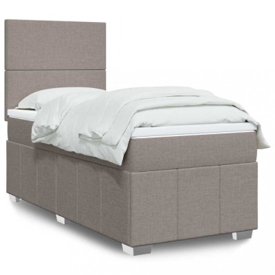 Gossi pat box spring cu saltea, gri taupe, 80x200 cm, textil foto