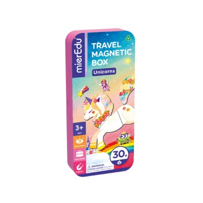 Puzzle magnetic in cutie metalica, joc de potrivire si asociere - Unicorni foto