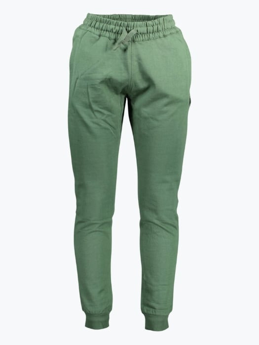 Pantaloni sport barbati cu talie elasitica din bumbac cu logo brodat verde M, Verde, M INTL