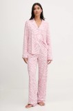 Dkny pijamale de bumbac culoare roz pentru femei YI80062
