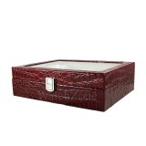 Cumpara ieftin Cutie Bijuterii &amp; Ceasuri Piele Ecologica Visinie BECKY Watchbox, Interior Catifea, 6 Ceasuri, Inele, Cercei