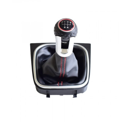 Nuca si manson din piele ecologica Ventoo&amp;Acirc;&amp;reg;, pentru schimbator de viteze, compatibil Volkswagen Golf MK5, MK6, Jetta, EOS, Scirocco, model GTI, GTD, 5 foto