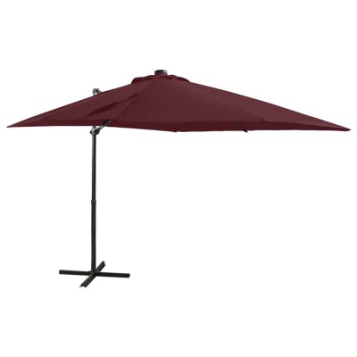 Umbrelă &amp;icirc;n consolă cu st&amp;acirc;lp și LED-uri, roșu bordo, 250 cm foto