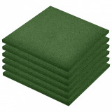 Placi de protectie la cadere, 6 buc, verde, 50x50x3 cm, cauciuc