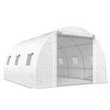 Outsunny Seră de Grădină Tip Tunel 4x3x2 m cu 2 Bare Detașabile, Uși Rulabile și Ferestre cu Plasă, Seră pentru Grădină de Legume și Flori, Structură