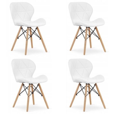 Set 4 scaune stil scandinav, Artool, Lago, piele ecologica, lemn, alb, 47x38x73 cm GartenVIP DiyLine foto