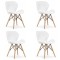 Set 4 scaune stil scandinav, Artool, Lago, piele ecologica, lemn, alb, 47x38x73 cm