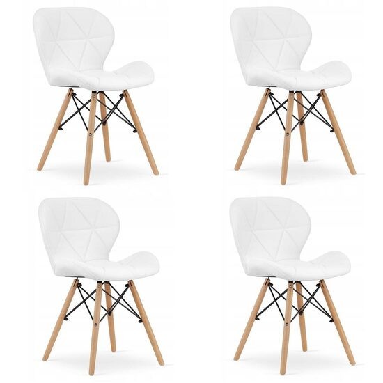 Set 4 scaune stil scandinav, Artool, Lago, piele ecologica, lemn, alb, 47x38x73 cm GartenVIP DiyLine