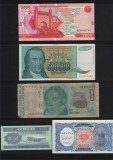 Set 5 bancnote de prin lume adunate (cele din imagini) #191, Asia
