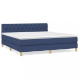 Cumpara ieftin Pat continental cu saltea, albastru, 160x200cm, material textil