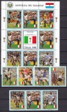 Paraguay 1989 sport fotbal MI 4434-4438 serie + kleib.+ 2 bl. 465 a+b MNH 2 poze
