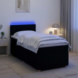 Cumpara ieftin Pat boxspring cu saltea cu benzi LED Negru 80 x 200 cm Tesatura