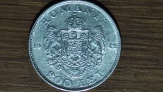 Romania - moneda de colectie istorica - 200 lei 1942 XF+/ AU - 6gr. argint 835 - Regele Mihai I - an unic de batere !
