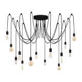 Candelabru Faer, 14 lumini, metal/textil, negru, 216 x 102 cm