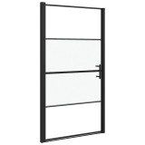 Cumpara ieftin Usa de dus, 100x178 cm, negru, sticla securizata semi-mata