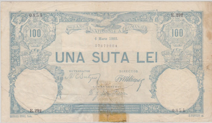 ROMANIA 100 LEI 1903 uzata